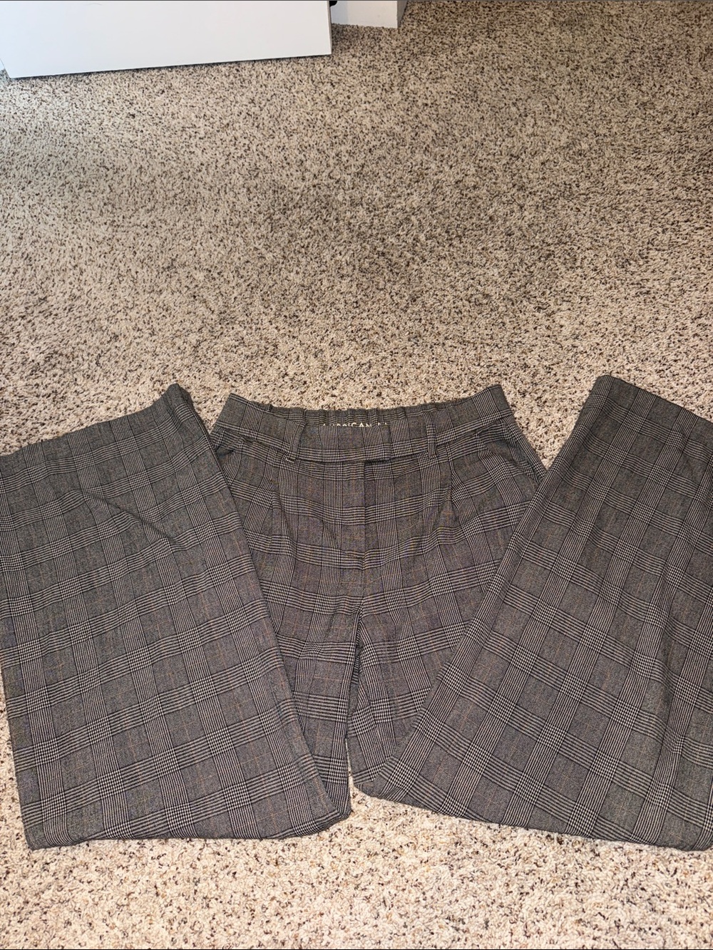 American Eagle Outfitters Brown and Cream Plaid Trousers